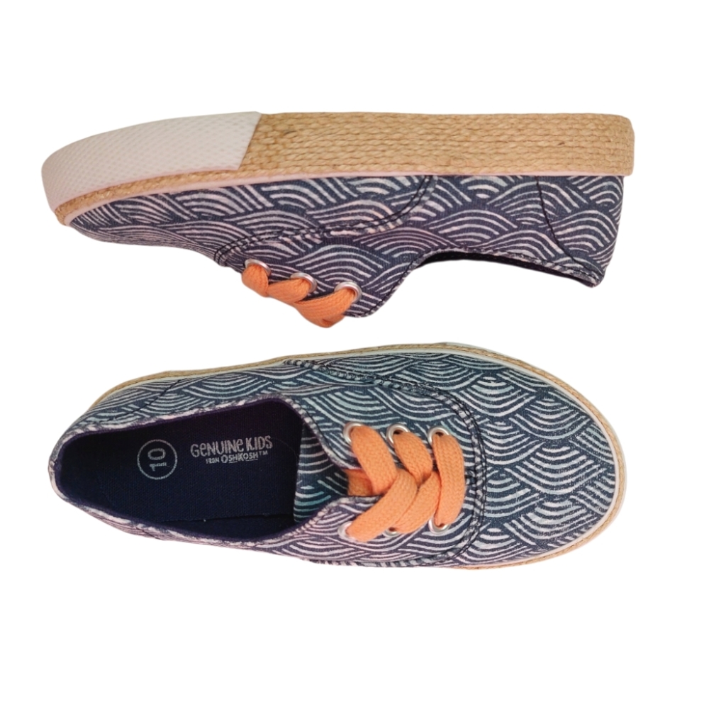 OshKosh B'Gosh Espadrille Sneaker Low Top Tailynn Blue with Orange Laces size 10